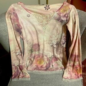 Beautiful Lace Rose Long Sleeve Shirt